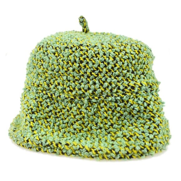 Chanel Tweed Hat Green Yellow Authentic - Picture 2 of 6